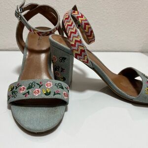 Embroidered Denim Women's Sandals